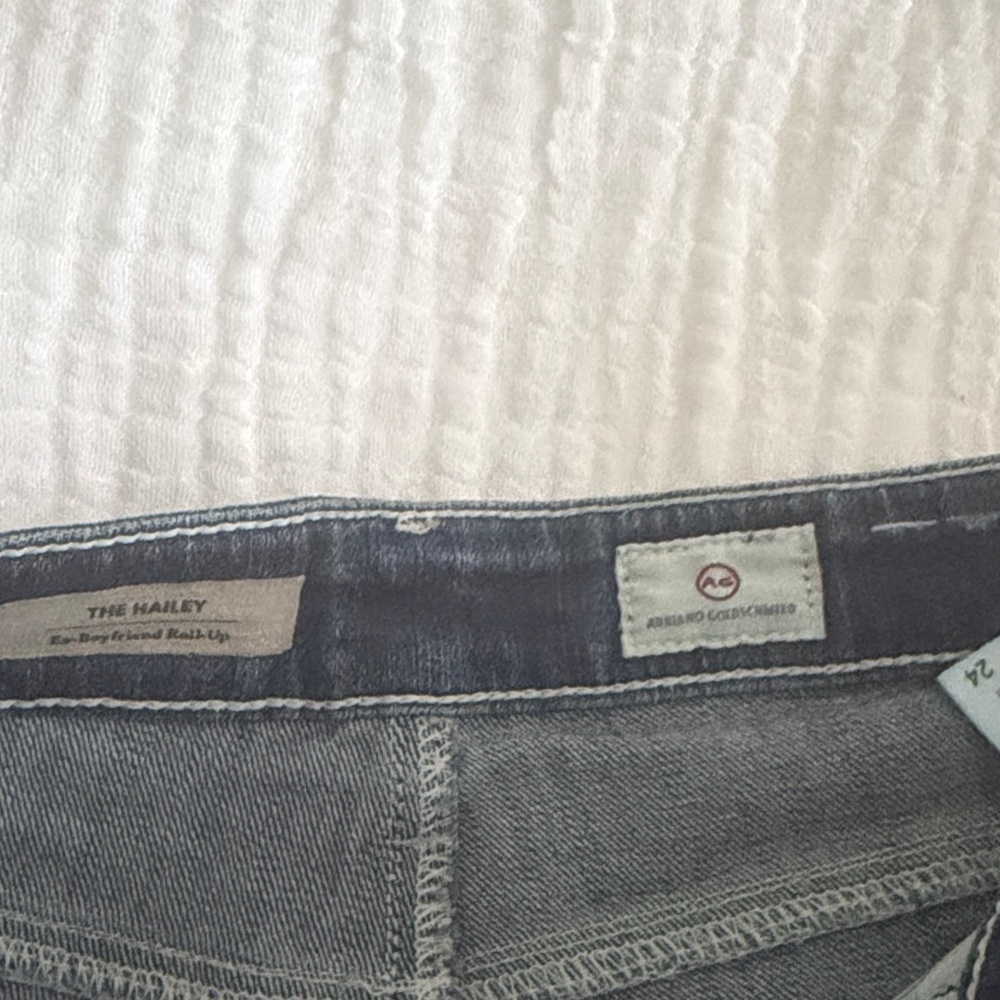 AG Adriano Goldschmied Dark Blue Rolled Hem Denim Shorts - Picture 2 of 3